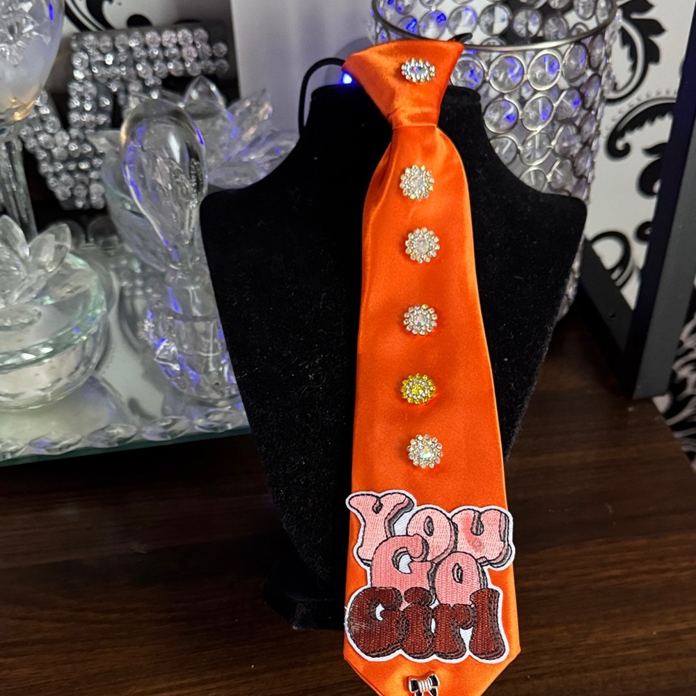Orange Satin Kids Tie with Sparkle Accents